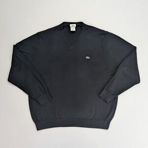 Lacoste Black V Neck Sweater Classic Croc Logo
